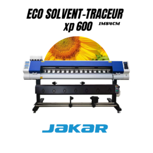 Traceur éco-solvant XP 600 – Imprimante grand format professionnelle à encre éco-solvant, équipée de la tête d'impression XP 600, idéale pour l'impression haute résolution de bâches, vinyles, autocollants et supports publicitaires. Offre des couleurs éclatantes, une excellente durabilité extérieure et une qualité d'impression précise pour les applications de signalétique et de communication visuelle.