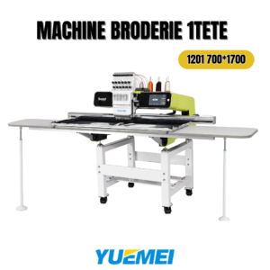 Machine de broderie 1 tête industrielle, brodeuse mono-tête pour personnalisation textile, logos, écussons et vêtements professionnels.
