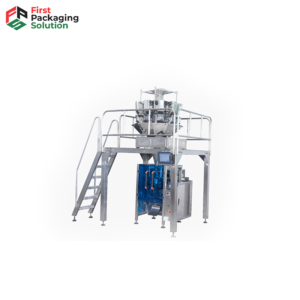 Machine de conditionnement automatique avec plateforme élevée et système de pesée multi-têtes pour emballage industriel précis et efficace