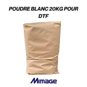Poudre blanche thermofusible DTF 20 kg – adhésif TPU haute tenue pour impression textile professionnelle