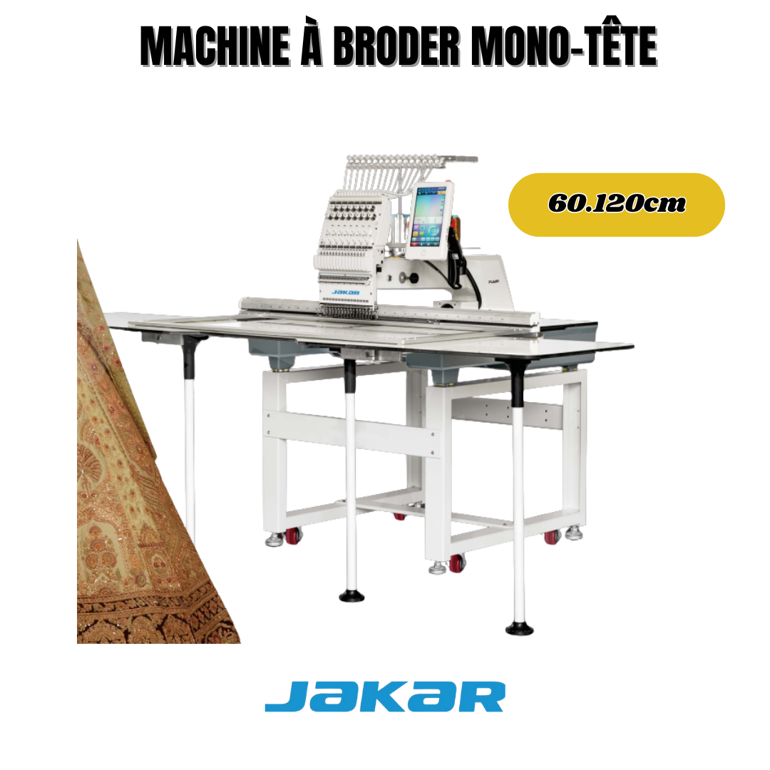 Machine à broder industrielle mono tête pour broderie professionnelle sur textiles et vêtements