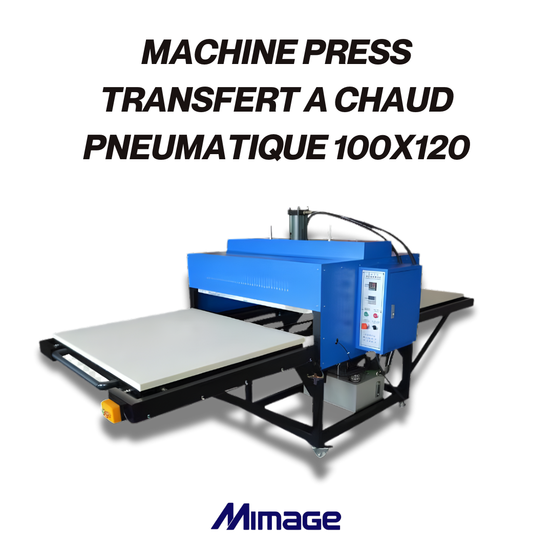 Presse à chaud pneumatique 100×120 cm pour transfert textile grand format – machine professionnelle haute pression