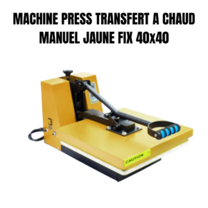 Presse à chaud manuelle jaune 40×40 cm pour transfert textile – machine de pressage thermique professionnelle