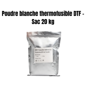 Poudre blanche thermofusible DTF sac 20 kg, adhésif TPU haute tenue pour transfert textile professionnel