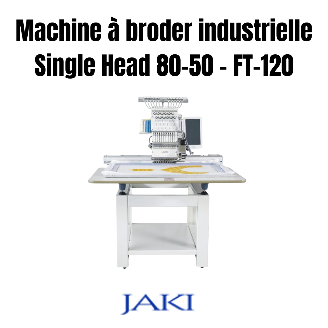 Machine à broder industrielle Single Head FT-120 avec zone 80x50 cm pour production textile professionnelle