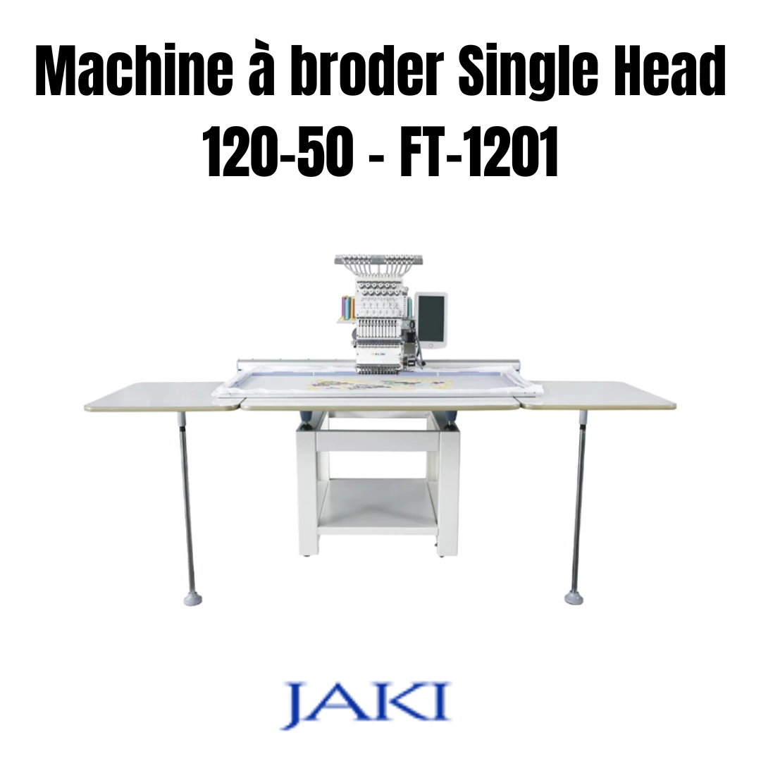 Machine à broder Single Head FT-1201 120x50 cm pour broderie professionnelle sur textiles et vêtements
