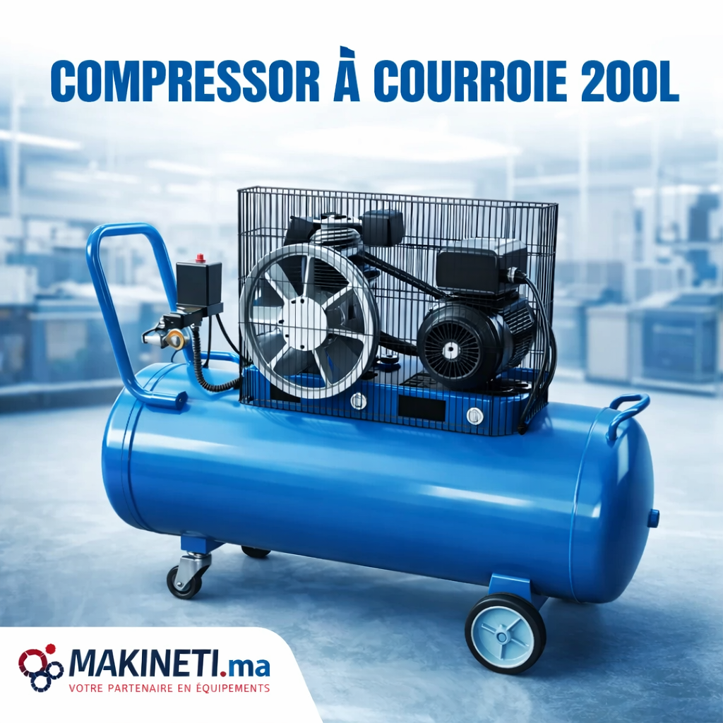 Compresseur à Air 200 Litres à Courroie – 4HP / 5.5HP Haute Performance