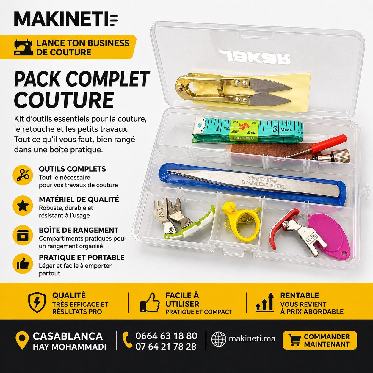 Pack Complet Couture – Kit Professionnel d’Outils de Couture Portable