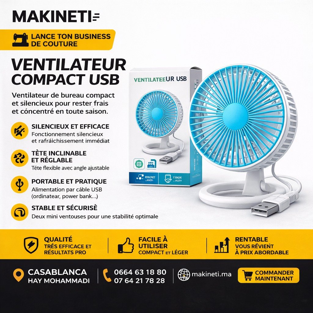 Ventilateur Compact Silencieux et Portable