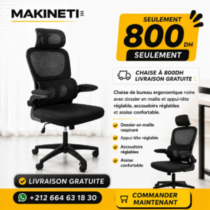 Chaise de Bureau Ergonomique Premium avec Appui-Tête Réglable – Noir